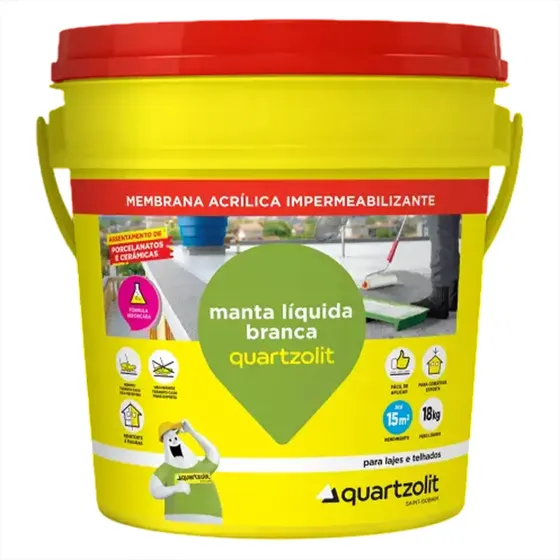 Impermeabilizante Manta Líquida Branco Quartzolit 18kg Para Lajes E Telhas