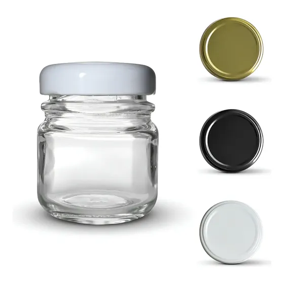 Kit Com 24 Potinhos De Vidro 40ml + Tampa Metálica E Lacres Cor Branco