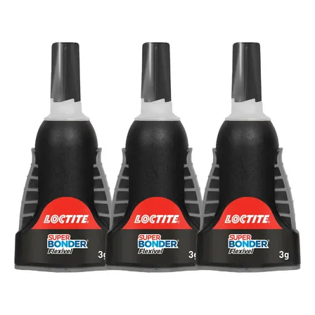 Kit 3 Cola Super Bonder Flexível Gel Controle 3g Loctite Cor Incolor