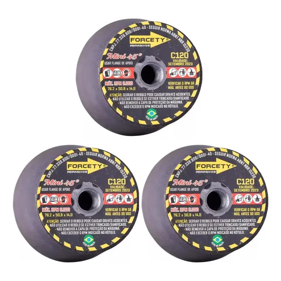 Kit 3 Disco Rebolo 3 Pol. Mármore Porcelanato Perfeito Cor Preto