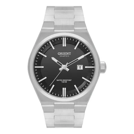 Relógio Solar Orient Mbss1493 P1sx Analógico Preto Aço Inox Prateado 100m