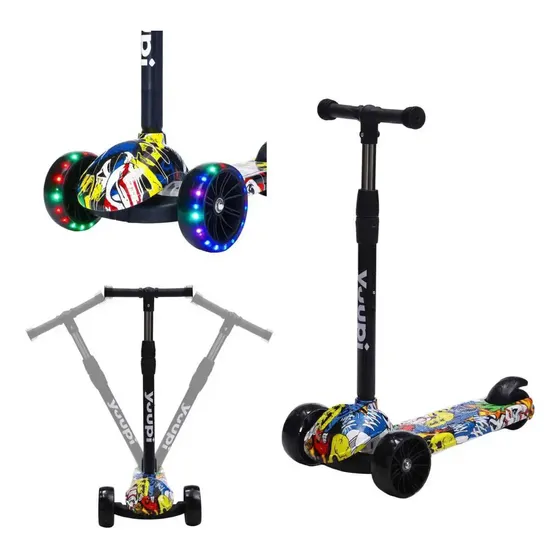 Patinete Infantil Com Rodas Flash Preto Yuupi