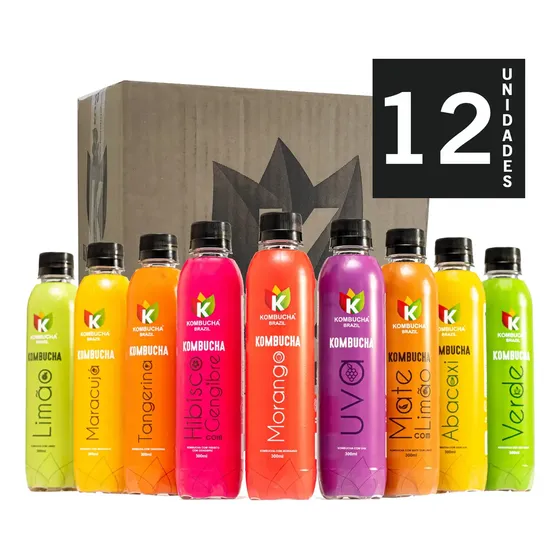 Kombucha Kit Com 12un Sabores De 300ml