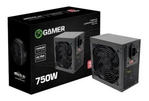 Brazil PC BPC/7400-B ATX fonte gamer 750w 24 pinos