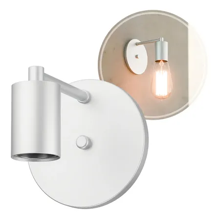 Arandela Luminária De Parede Retro Reta Alumínio E27 Cor Branco Mf190 Mega Forte Iluminação 127 E 220v