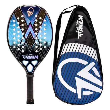 Raquete Beach Tennis Total Titanium Carbono 3k Azul | Leve (320g) e Equilibrada (25cm)