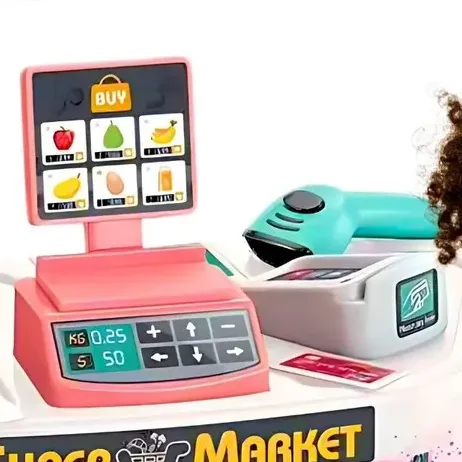 Mercadinho Infantil Caixa Registradora E Carrinho Brinquedo Rosa