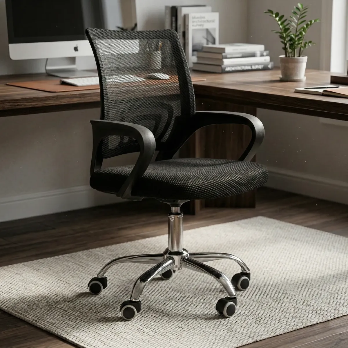 Cadeira De Escritório Ergonomica Giratoria Home Office Preto Mesh