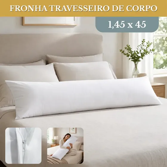 Fronha Para Travesseiro De Corpo Xuxão 1,45x45 Algodão Clássico Super Macio Protetor Cor Branco