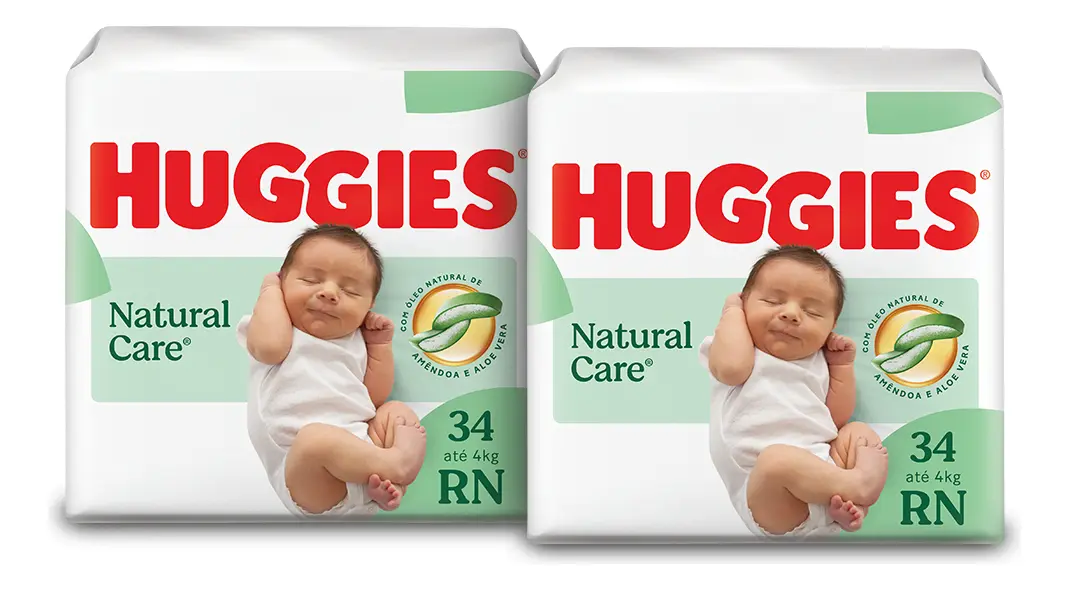 Kit 2 - Fralda Premium Huggies Natural Care Rn 34 Un