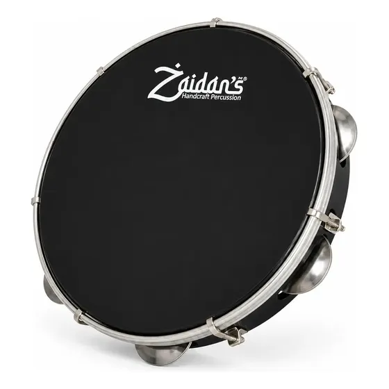 Pandeiro Profissional Abs Preto 10 Polegadas Pele Preta Marca Zaidan's Samba Pagode Percussão Instrumentos Musical