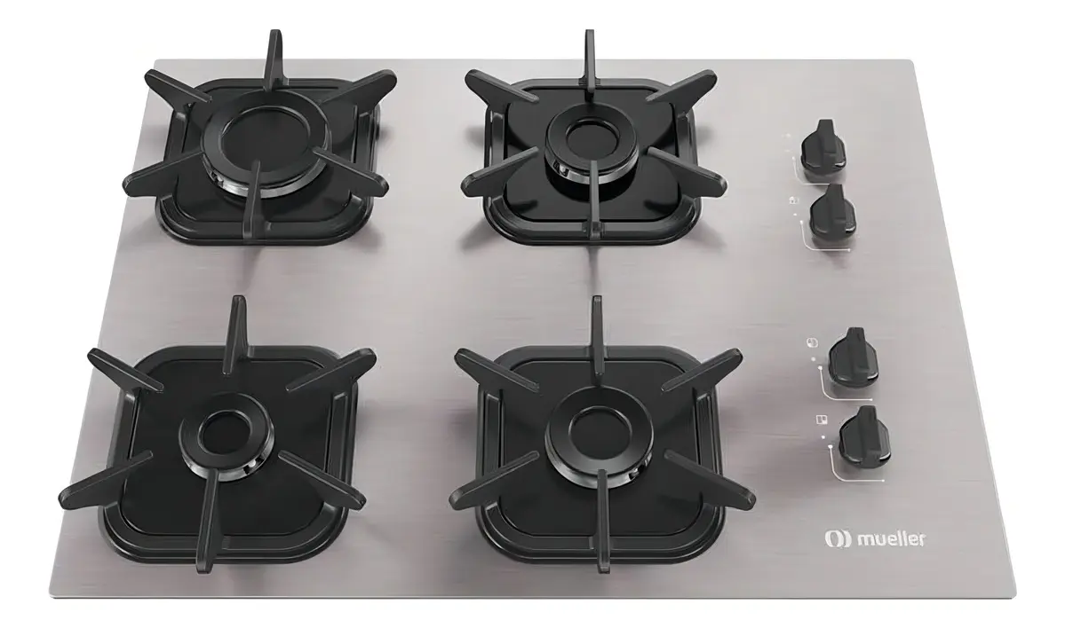 Fogão Cooktop Mueller 4 Bocas Ultra Chama Alumínio MCG4BK