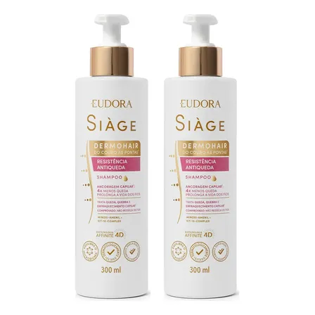 Kit 2 Shampoo Antiqueda Feminino Dermo Hair Eudora Siàge
