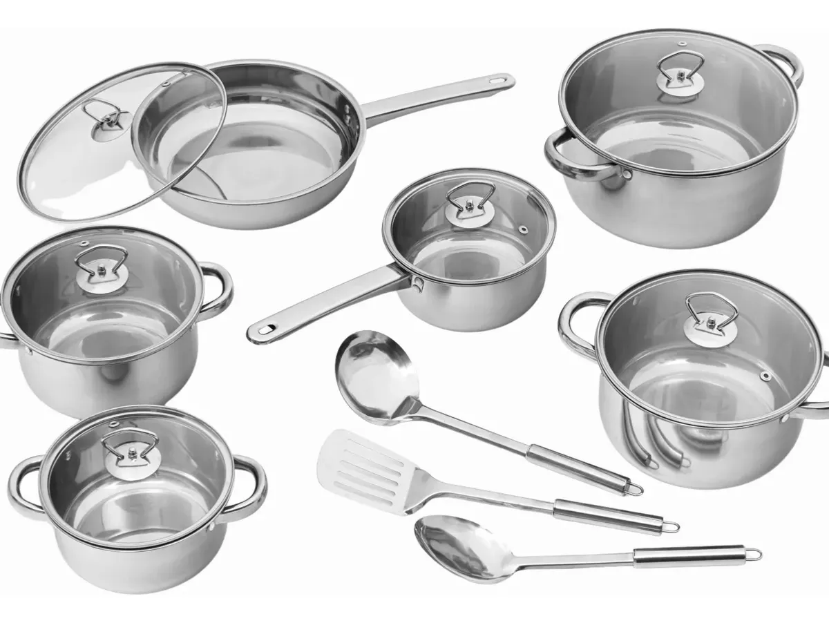 Jogo Panelas 9 Pçs Inox Fundo Triplo Laune Haus Indução Inox