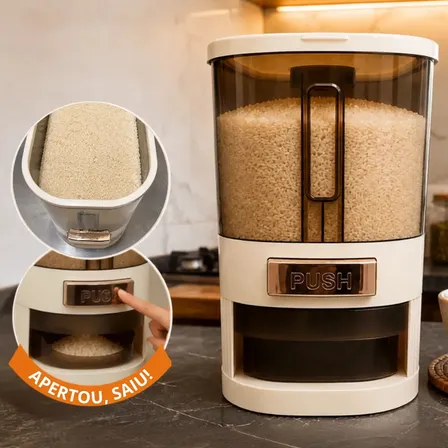 Dispenser De Alimentos Organizador Grãos Arroz Cereais Temperos Dispensador De Cozinha Com Copo Medidor Porta Cereal... Transparente