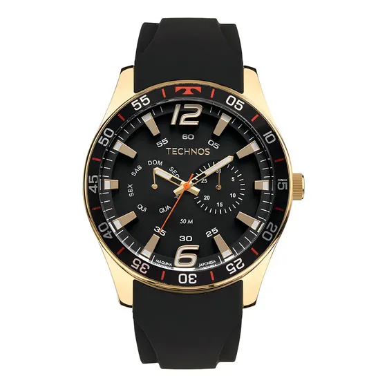 Relógio Technos Racer Premium Masculino Dourado com Pulseira Preta
