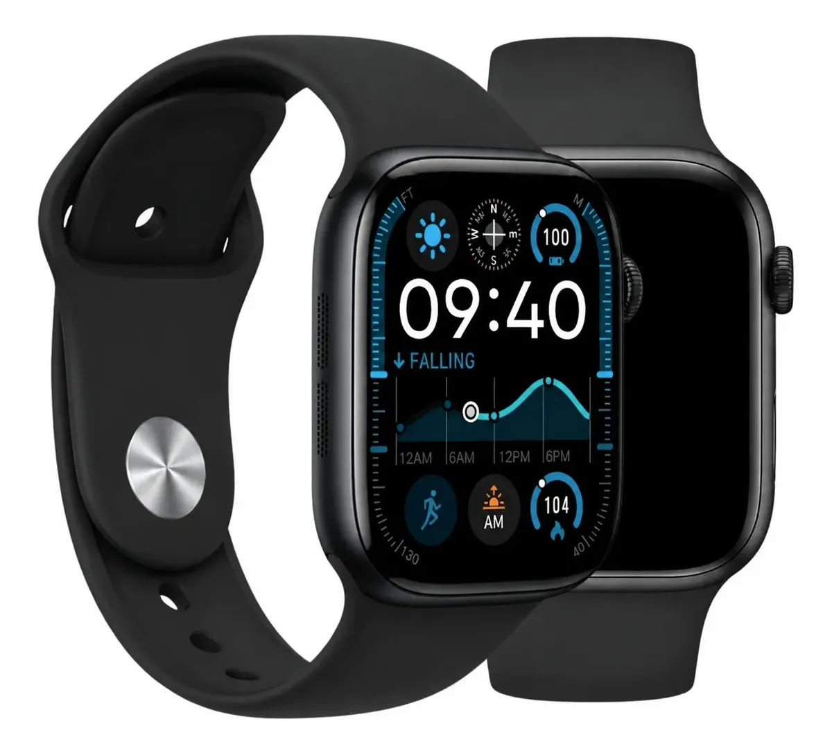 Smartwatch Novo Watch 11 Pro Titânio 3atm Gps Nfc + Brindes Preto