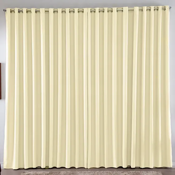 Cortina 4,00x2,80 Metros Blackout Blecaute Bege Claro Corta Luz Em Tecido Grosso Para Quarto E Sala Texfine
