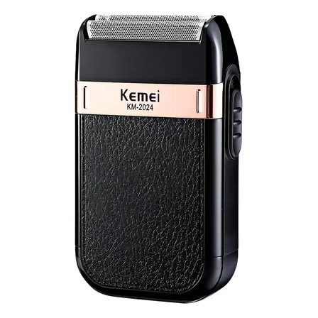 Barbeador Elétrico Acabamento Shaver Kemei 2024 Cor Preto