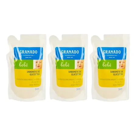 Kit 3 Sabonetes Líquidos Granado Bebê Glicerina Tradicional 250ml Refil