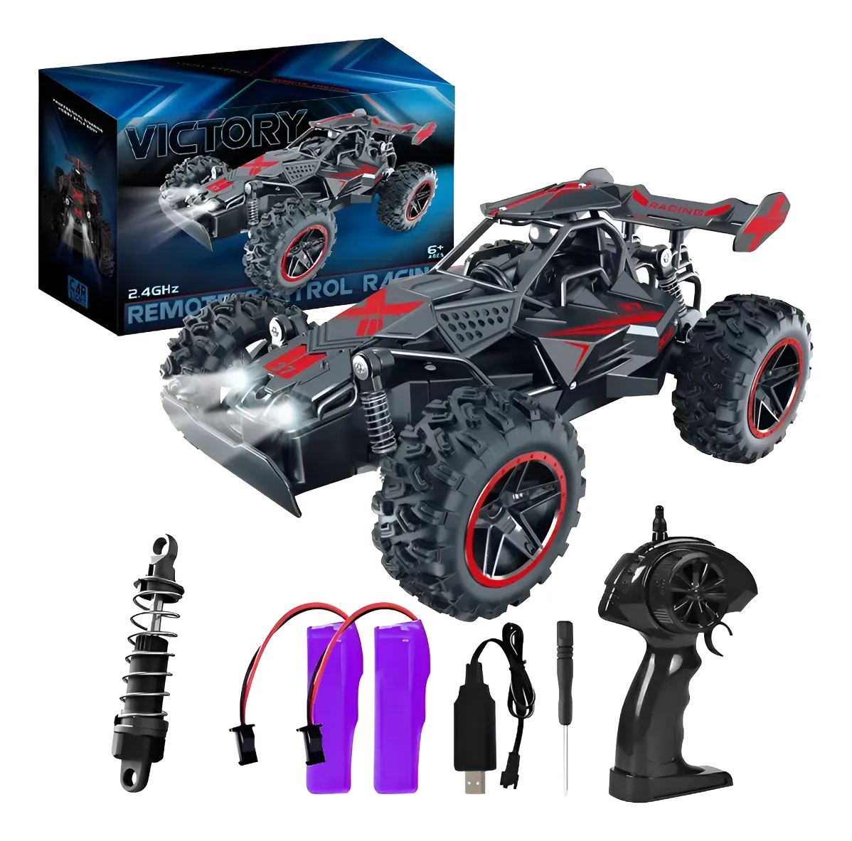 Carrinho Controle Remoto 4x4 Recarregável Off Road Brinquedo Vermelho Off-road 15km/h