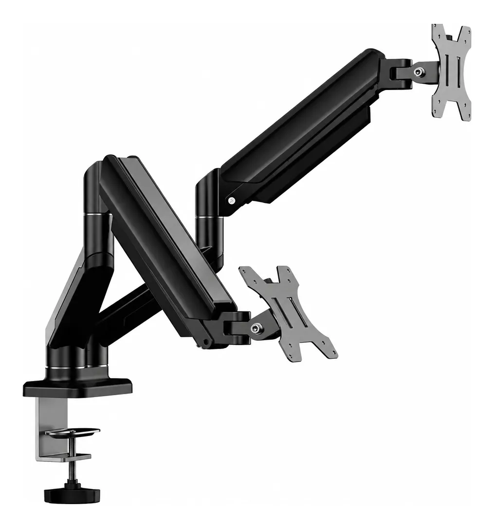 Suporte Monitor Duplo Articulado Vesa Para Mesa 2 Monitores Preto