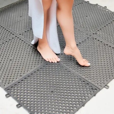 12 Tapete Para Box Banheiro Vestiário Chuveiro Estrado 30x30 Triboshop Cor Cinza