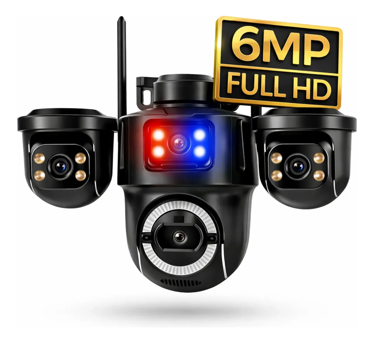 Câmera Wifi Ip66 Full Hd 3lens Icsee Com Áudio E Detecção Preto Preto