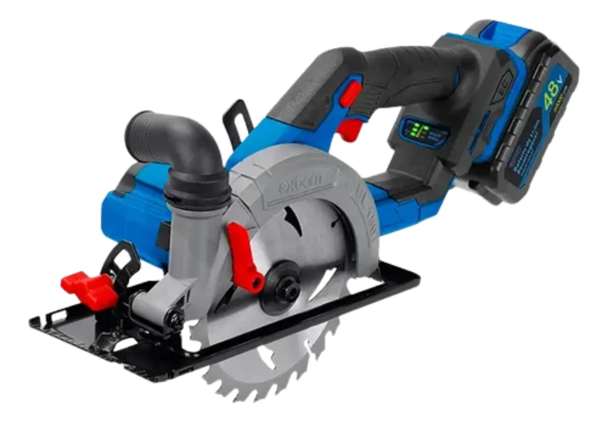 Serra Circular Brushless Com Bateria 48v Portátil Exbom Azul 48v