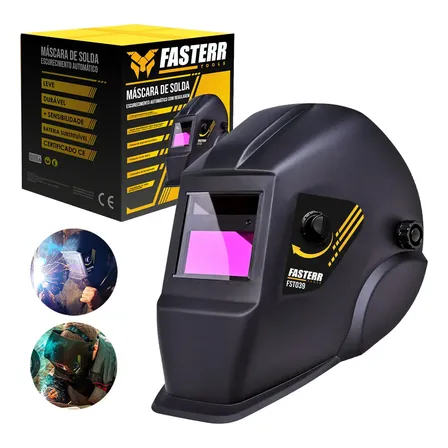 Máscara De Solda Automática C/ Regulagem Fasterr Fst039 Cor Preto Lisa