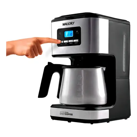 Cafeteira Elétrica Mallory Easy Coffee – Programável, Jarra Inox, 32 Xícaras, Filtro Reutilizável