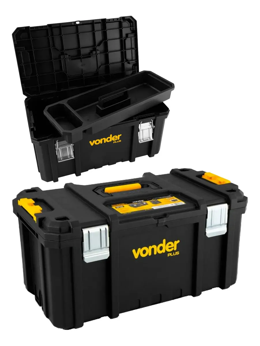Caixa Ferramentas Cpv 700 Vonder Plus Reforçada Profissional Preto/amarelo