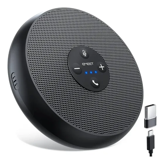 Emeet M1a Microfone De Conferência De Mesa Usb Cancelamento Ruido Dinâmico USB Omnidirecional Adequado para reuniões de 5 a 8 pessoas Preto