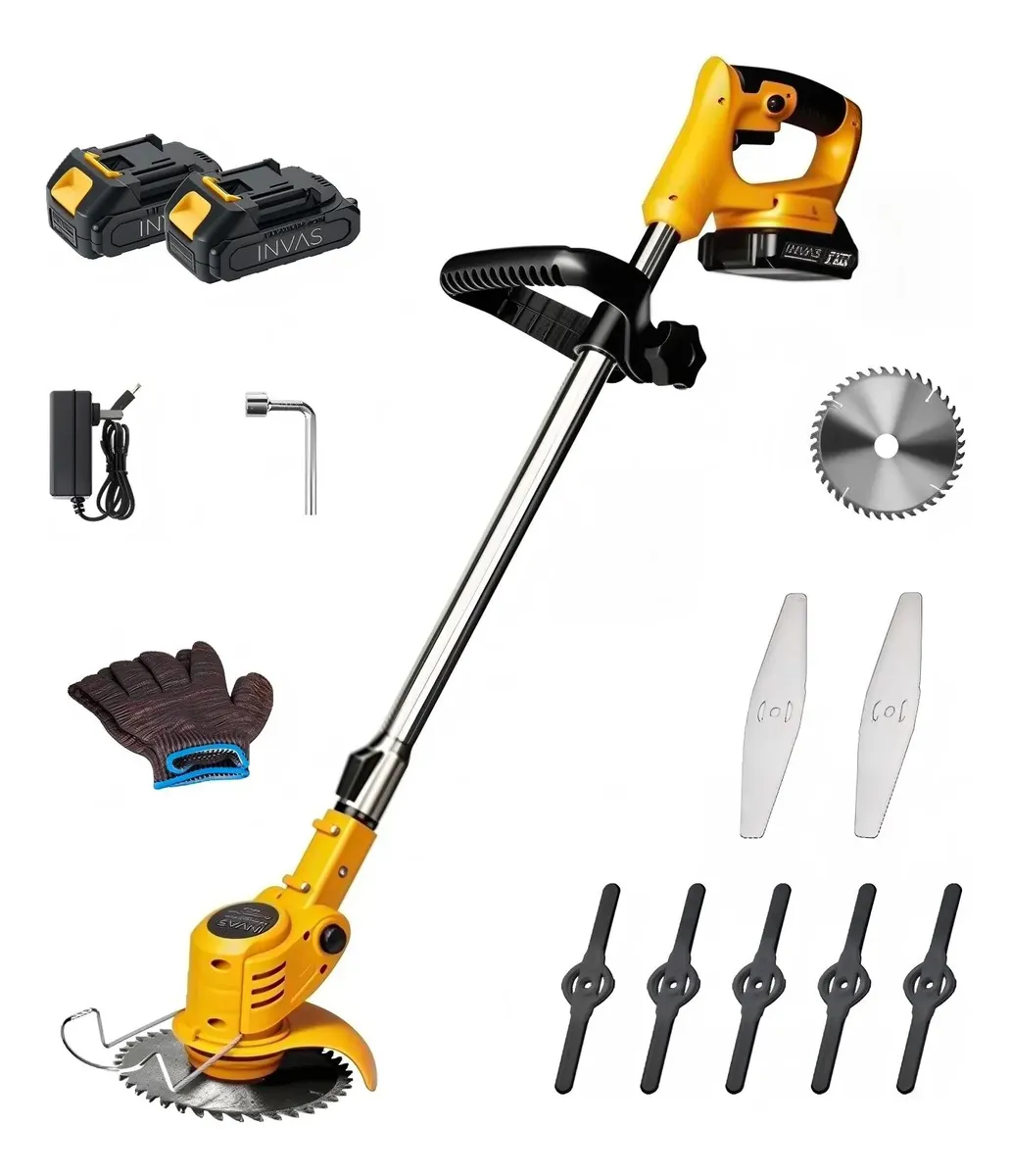 Roçadeira Aparador De Gramas Profissional 11500 2 Baterias 127/220v Amarelo