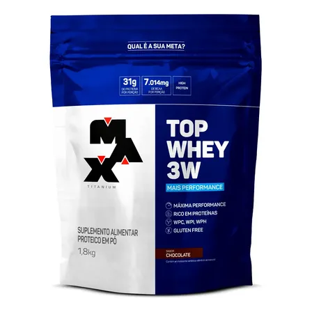 Top Whey 3w Protein Refil 1,8kg Max Titanium Sabor Chocolate