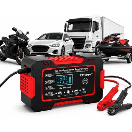 Carregador Inteligente De Bateria Automotiva 12v 6a Bivolt Recupera Baterias 4ah A 100ah indobest Todos Veículos Moto Carro Caminhão Barco