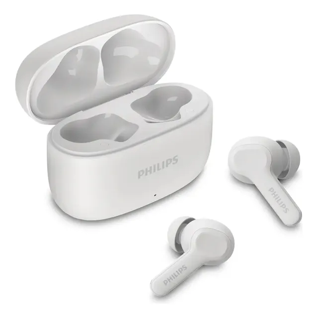 Fone de ouvido sem fio TWS Philips TAT1109WT/00 na cor branca, com bluetooth, microfone, tecnologia IPX4