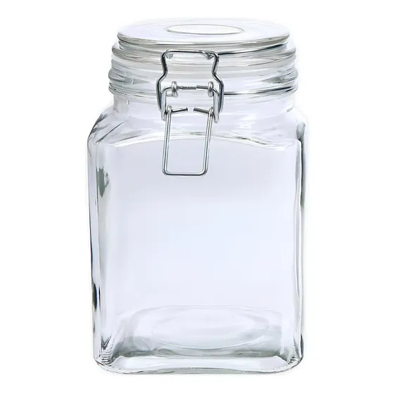 Pote De Vidro Quadrado C/ Trava Sofistic - 1100ml Cor Transparente