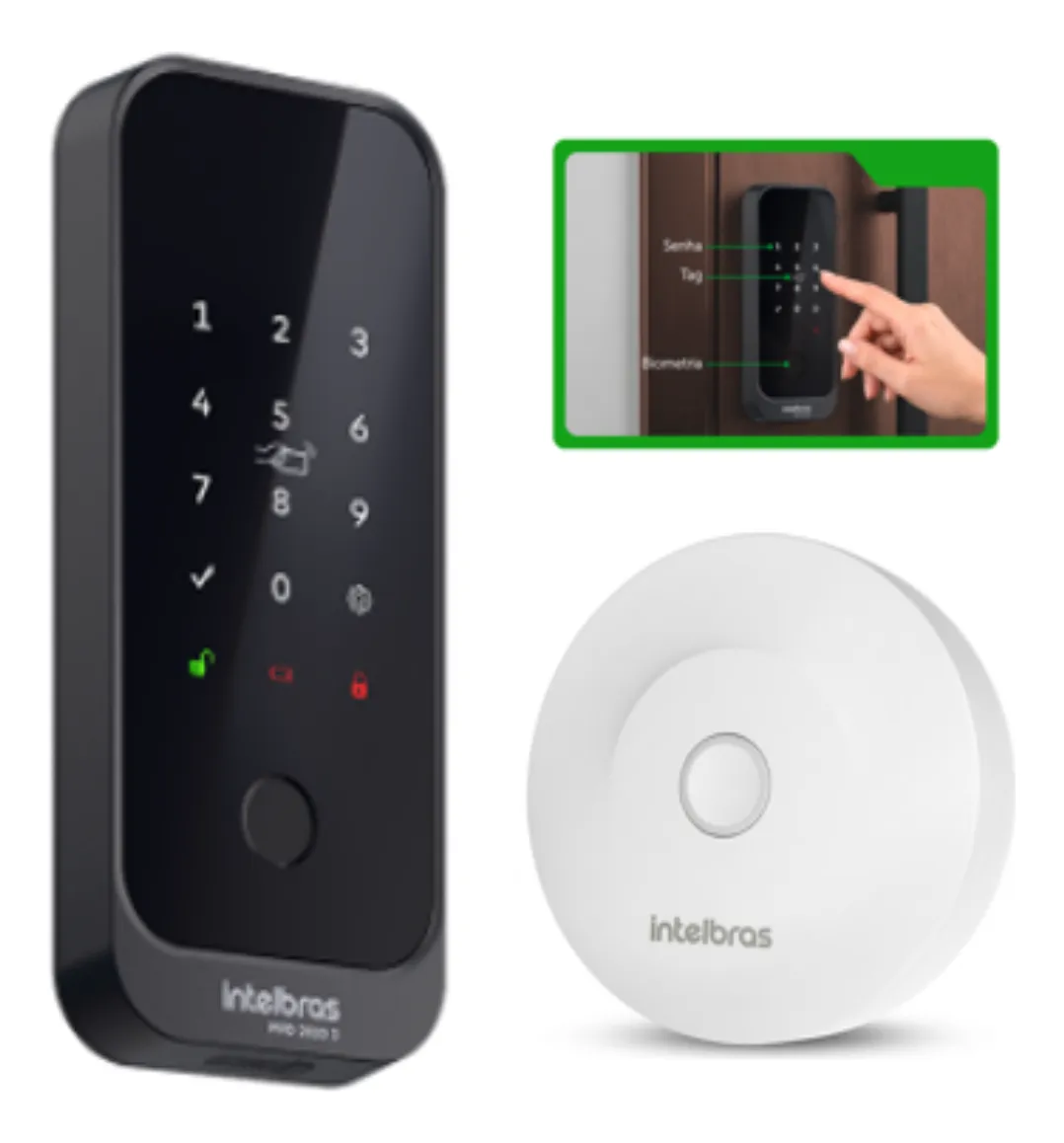 Fechadura Digital Sobrepor Mfd 2020 D + Mca 1002 Intelbras Preto