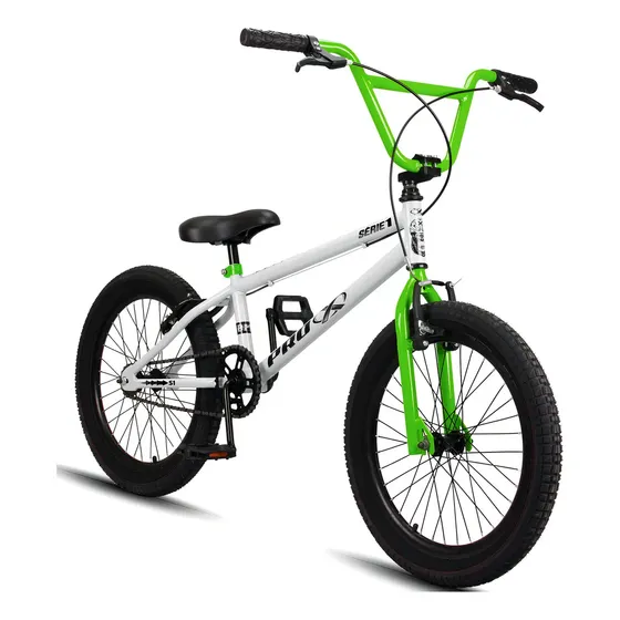 Bicicleta Aro 20 Bmx Pro-x Série 1 Freios V-brake Aros Aero Cor Branco E Verde Tamanho Do Quadro Único