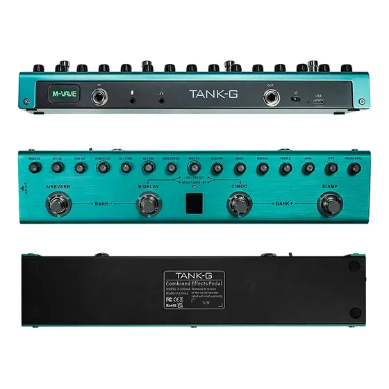 Pedaleira para Guitarra M-vave Tank G cor azul-turquesa