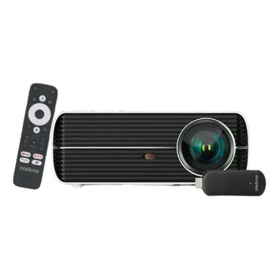 Projetor Intelbras Full Hd Pfls410 + Smart Box Tv Stick Cor Branco