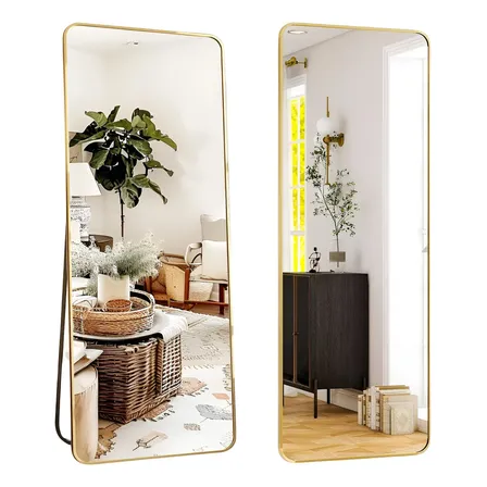 Espelho Retrô Corpo Inteiro 170x70 Retangular Luxo Moldura Dourado