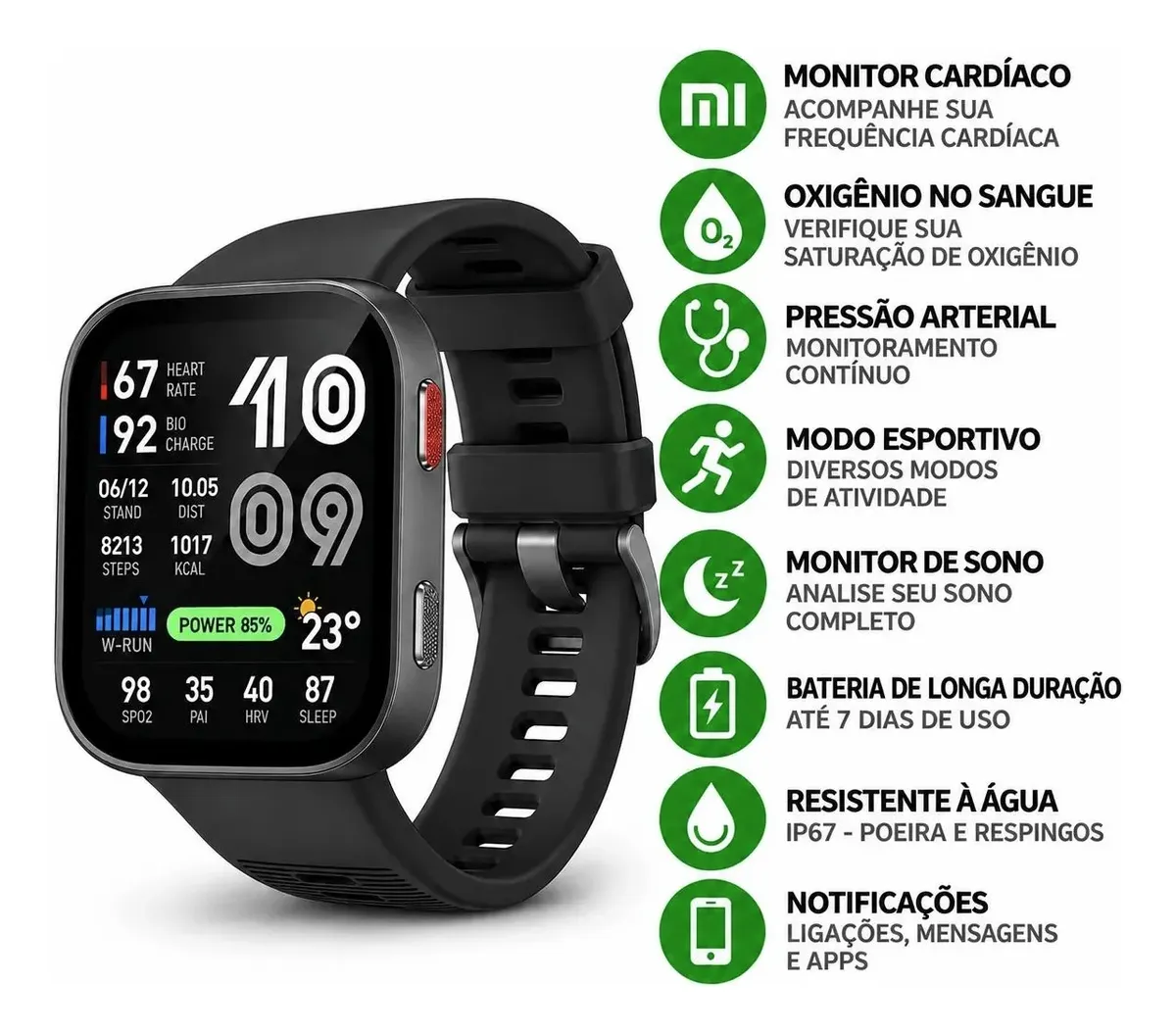 Relógio Smartwatch Amazfit Bip Max Gps Tela Amoled Original Cinza-escuro Milanês Preto