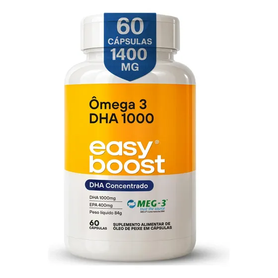 Ômega 3 Ultra Dha 1000 Easy Boost Epa 400mg Dha 1000mg 60 Cápsulas Total 1400mg Óleo de Peixe Selo Meg3