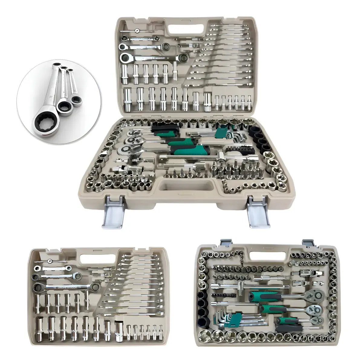 Jogo De Soquete Chave Catraca Combinada Aço Crv 151pcs Steel Cinza