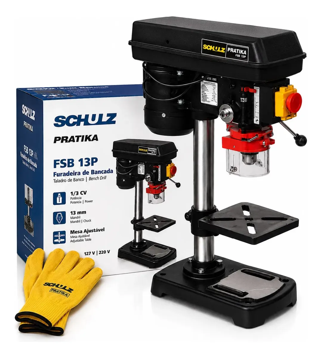Furadeira Bancada Schulz 250w Pratiko 13mm Com 5 Velocidades Preto 220