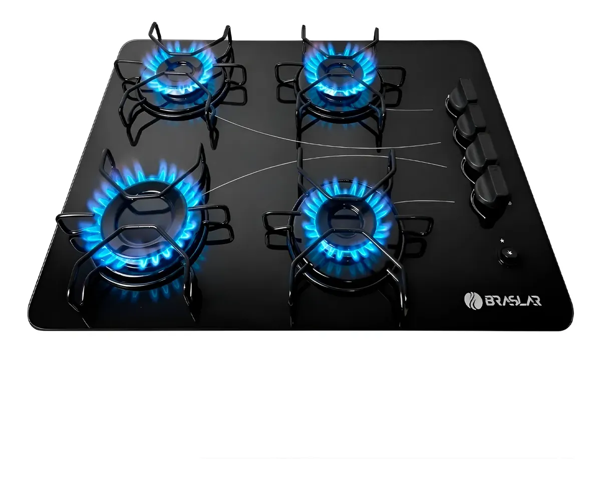 Fogão Cooktop 4 Bocas A Gás Ultra Chama 127v/220v Bivolt Preto 127/220v