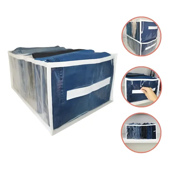 Kit 5 Organizador Calcas Jeans Toalha Lençol Blusas Colmeia Cor Transparente