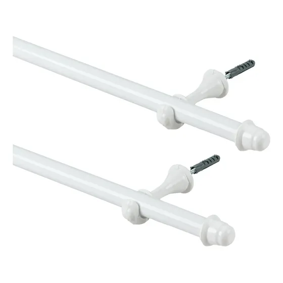 Kit Completo Varão Simples 2 Metros 19mm Para Cortina Cor Branco